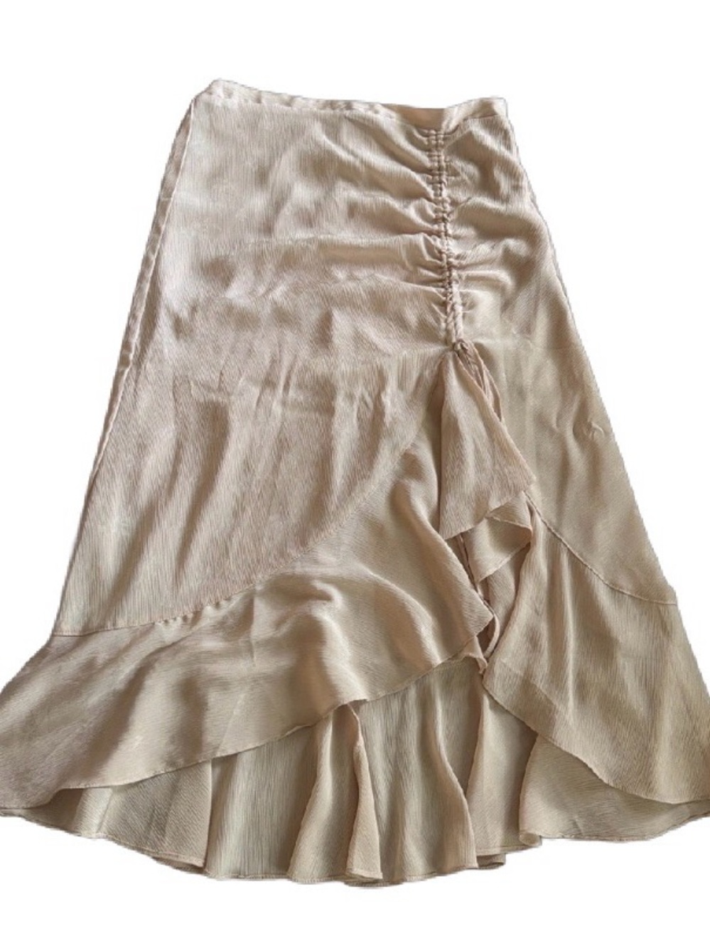 Max Studio Cream High-Low Ruffle Skirt